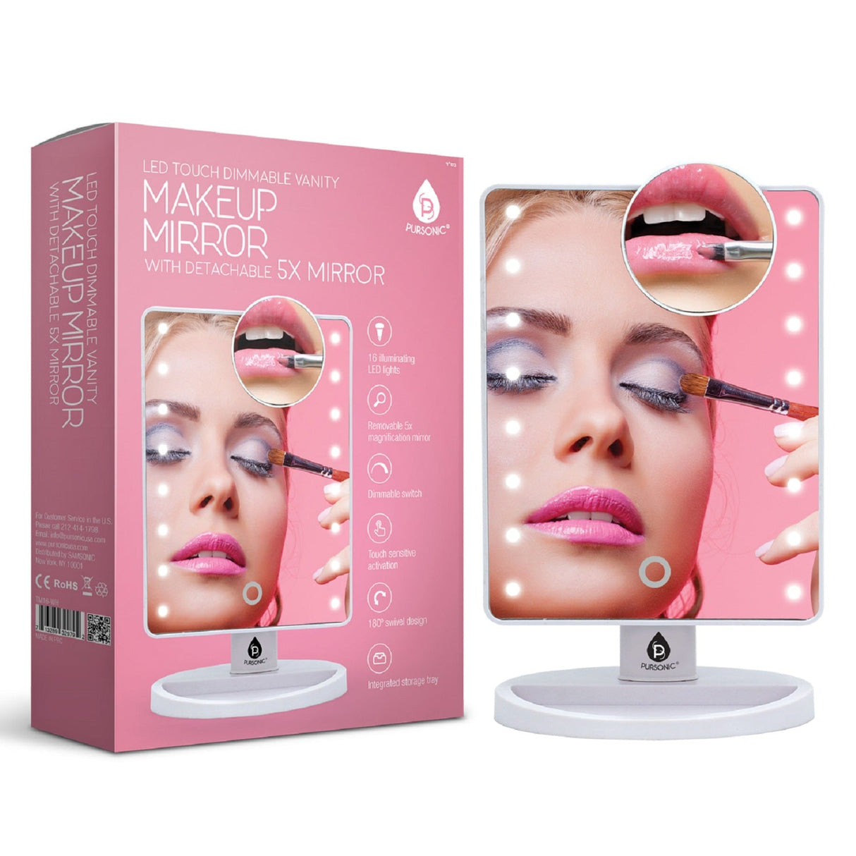 The Pursonic Dimmable LED LED Vanity Mirror & One Step Volumizing Hair Dryer