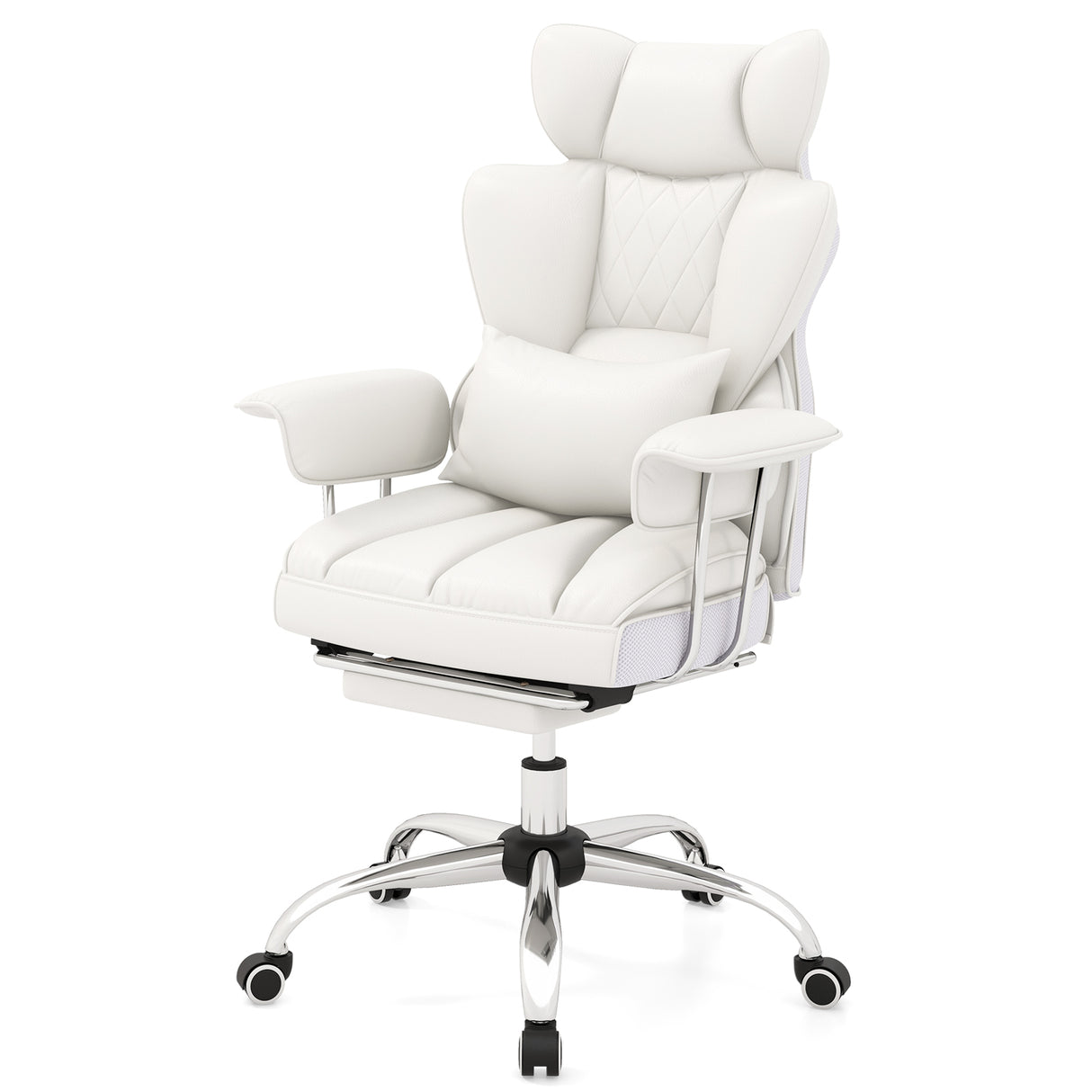 PU Leather Home Office Chair 400 lbs High Back Executive Chair-White