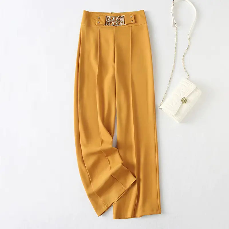 Elegant High-Waist Stretchy Wide-Leg Pants for Women
