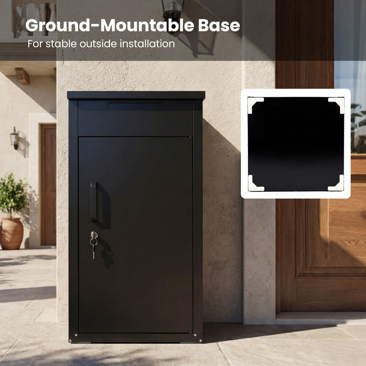 Package Delivery Box with Anti-Theft Board and Lockable Door-Black