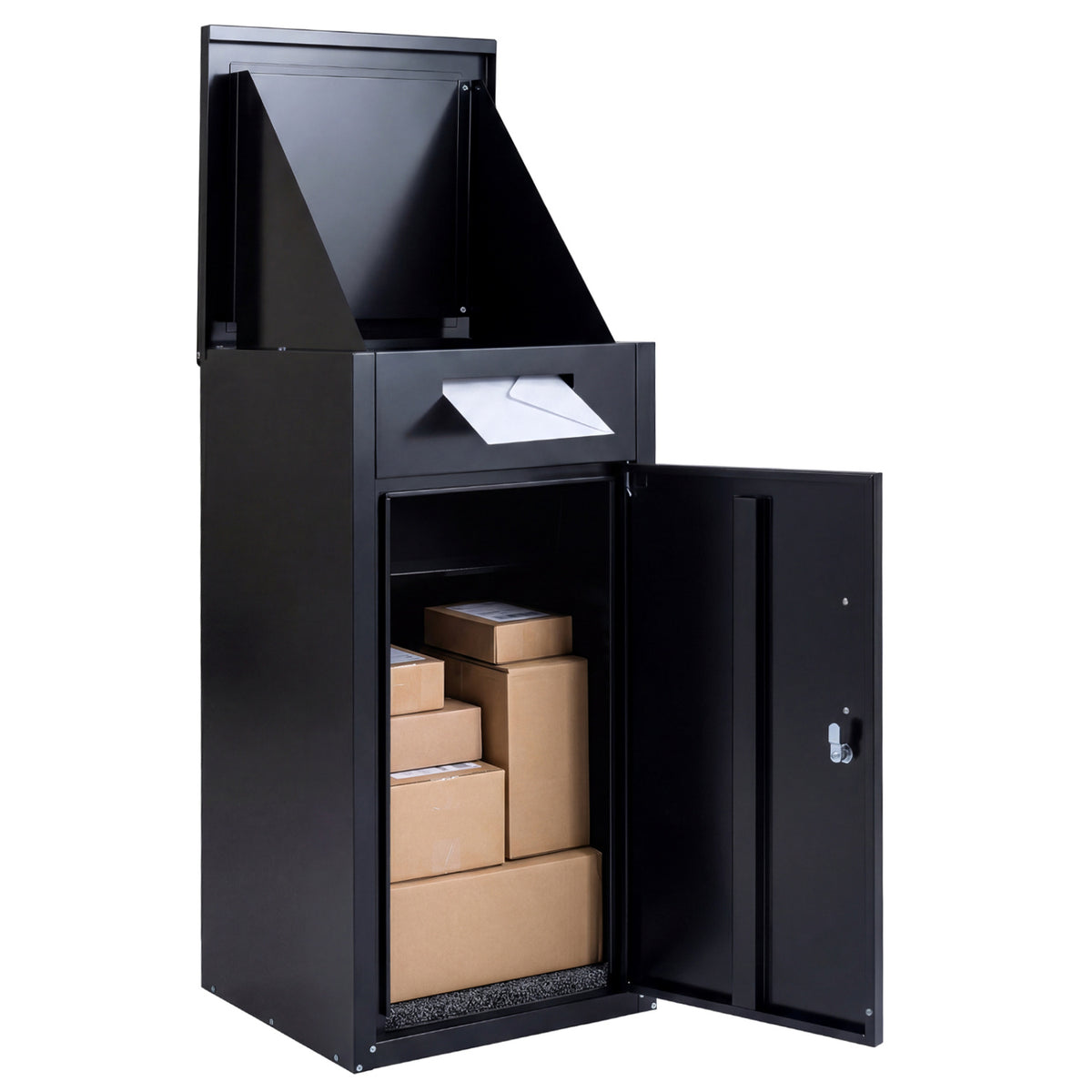 Package Delivery Box with Anti-Theft Board and Lockable Door-Black