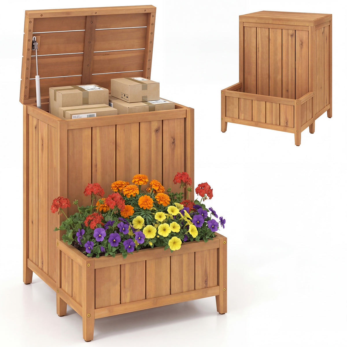 Package Delivery Box with Planter Box for Pool Accessories and Garden Tools