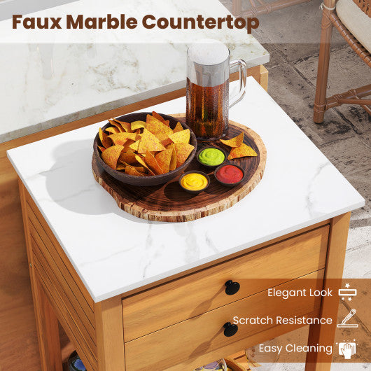 Patio Wood Storage Cabinet Outdoor Acacia Wood Buffet Cabinet