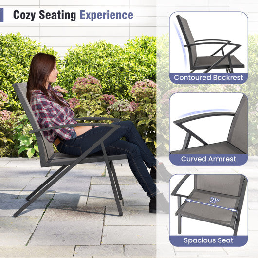 Patio Chairs Set of 2 Outdoor Dining Chair with Breathable Fabric Seat-Set of 4