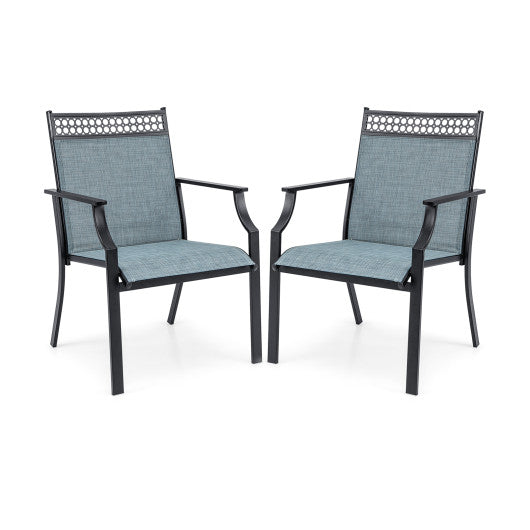 Patio Chairs Set of 2 with All Weather Breathable Fabric-Blue