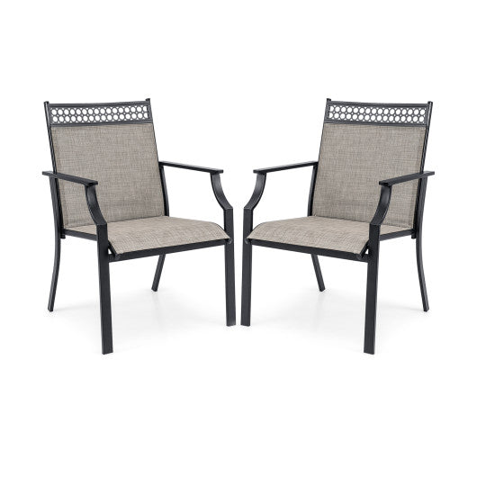 Patio Chairs Set of 2 with All Weather Breathable Fabric-Brown