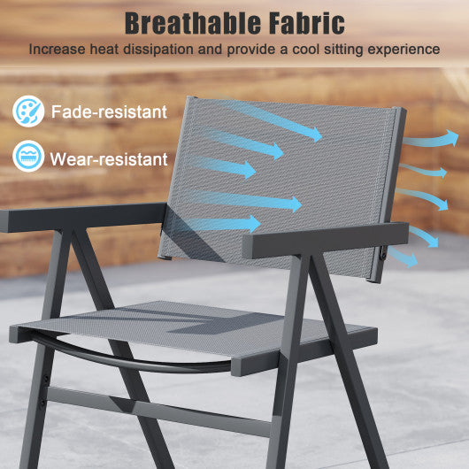 Patio Chairs Set of 2 Outdoor Dining Chair with Breathable Fabric Seat-Set of 4