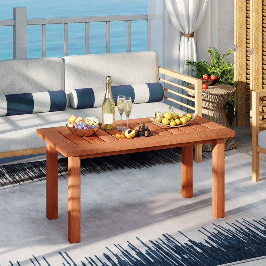 Patio Coffee Table with Slatted Tabletop for Deck  Poolside
