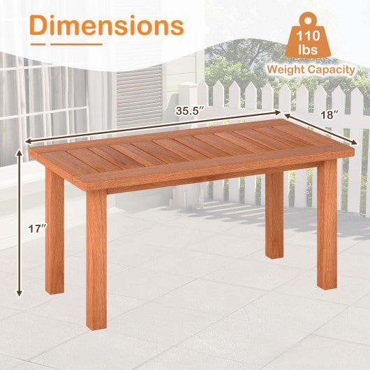 Patio Coffee Table with Slatted Tabletop for Deck  Poolside