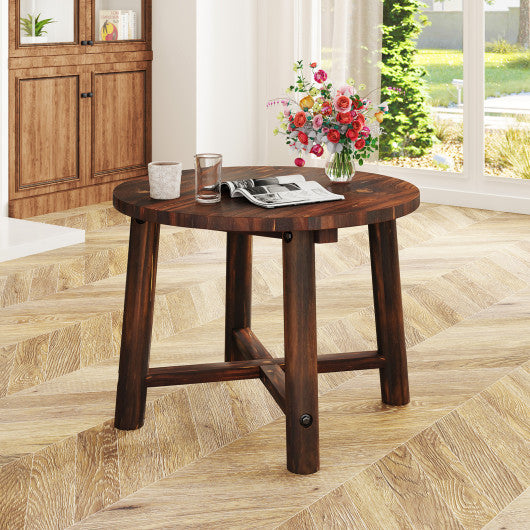 Patio End Table with Solid Wood Structure for Garden Deck Poolside and Indoors-Brown