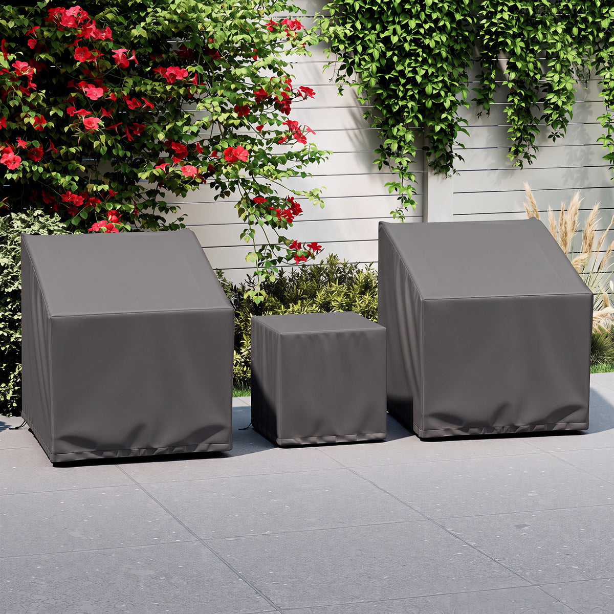 Patio Furniture Covers Waterproof Outdoor Conversation Covers for 3 Pieces Bistro Set-Gray