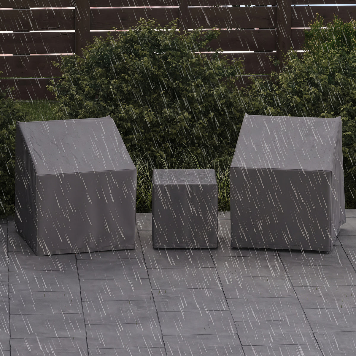 Patio Furniture Covers Waterproof Outdoor Conversation Covers for 3 Pieces Bistro Set-Gray
