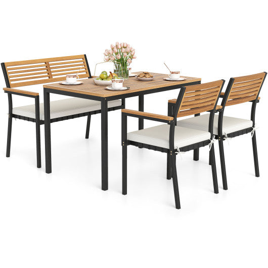 4-Piece Patio Furniture Set Outdoor Dining Chair Set-White