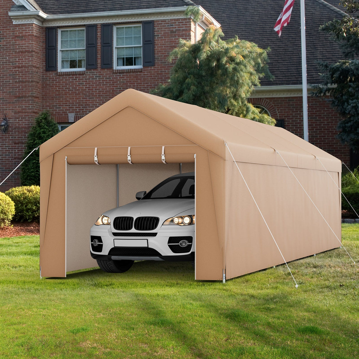 10 x 20 Feet Portable Garage Tent Carport with Galvanized Steel Frame-with Sidewall by DirectDeals