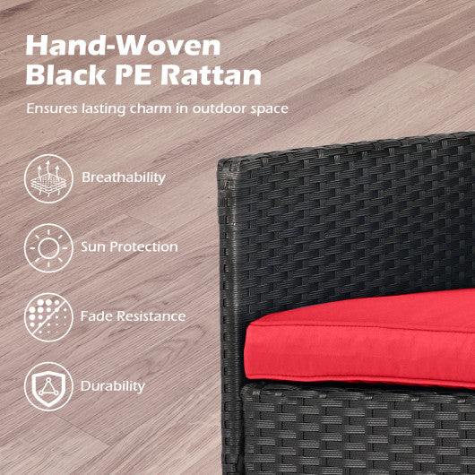 Patio Loveseat with Built-in Table for Backyard Porch-Navy