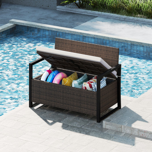 Patio Storage Bench-Mix Brown and Off White