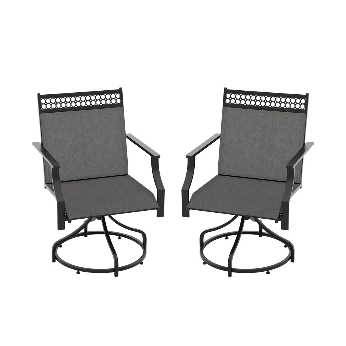 Patio Swivel Dining Chairs Set of 2 with Heavy-duty Metal Frame and Armrests-Gray