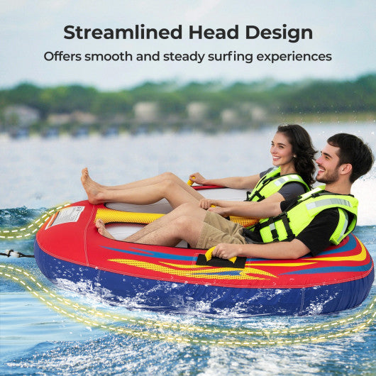 1 or 2 Person Inflatable Towable Tube for Boating with Drainage