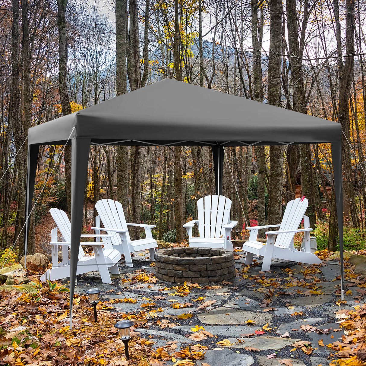 10 x 10 Feet Outdoor Pop-up Patio Canopy for Beach and Camp-Gray by DirectDeals