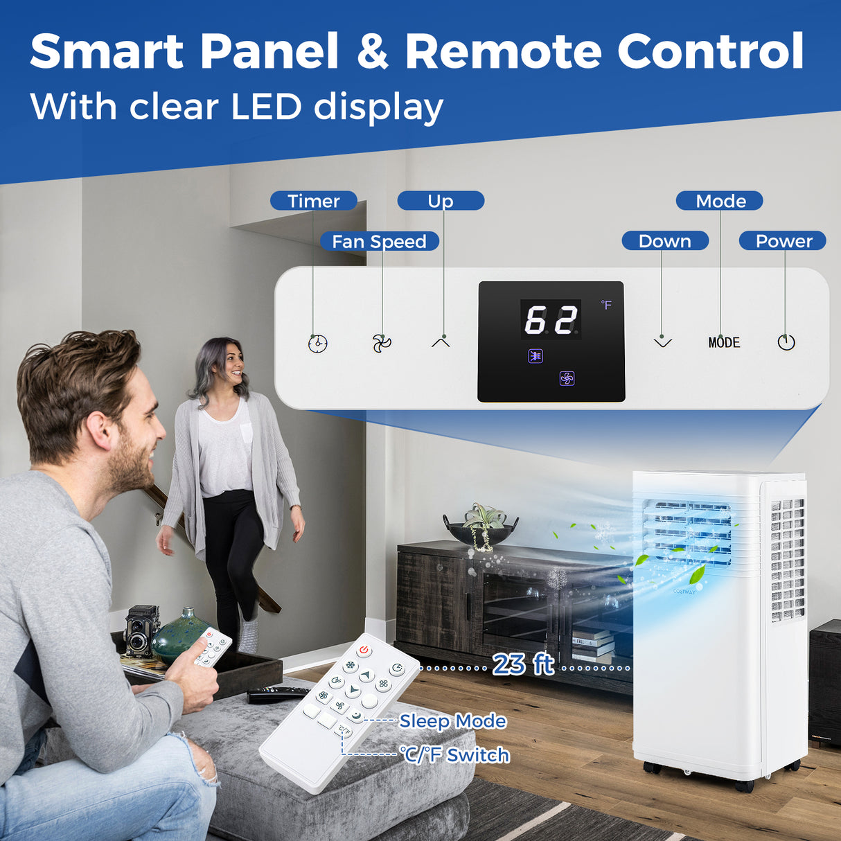 8000 BTU Portable Air Conditioner 3 in 1 AC Unit with Fan and Dehumidifier