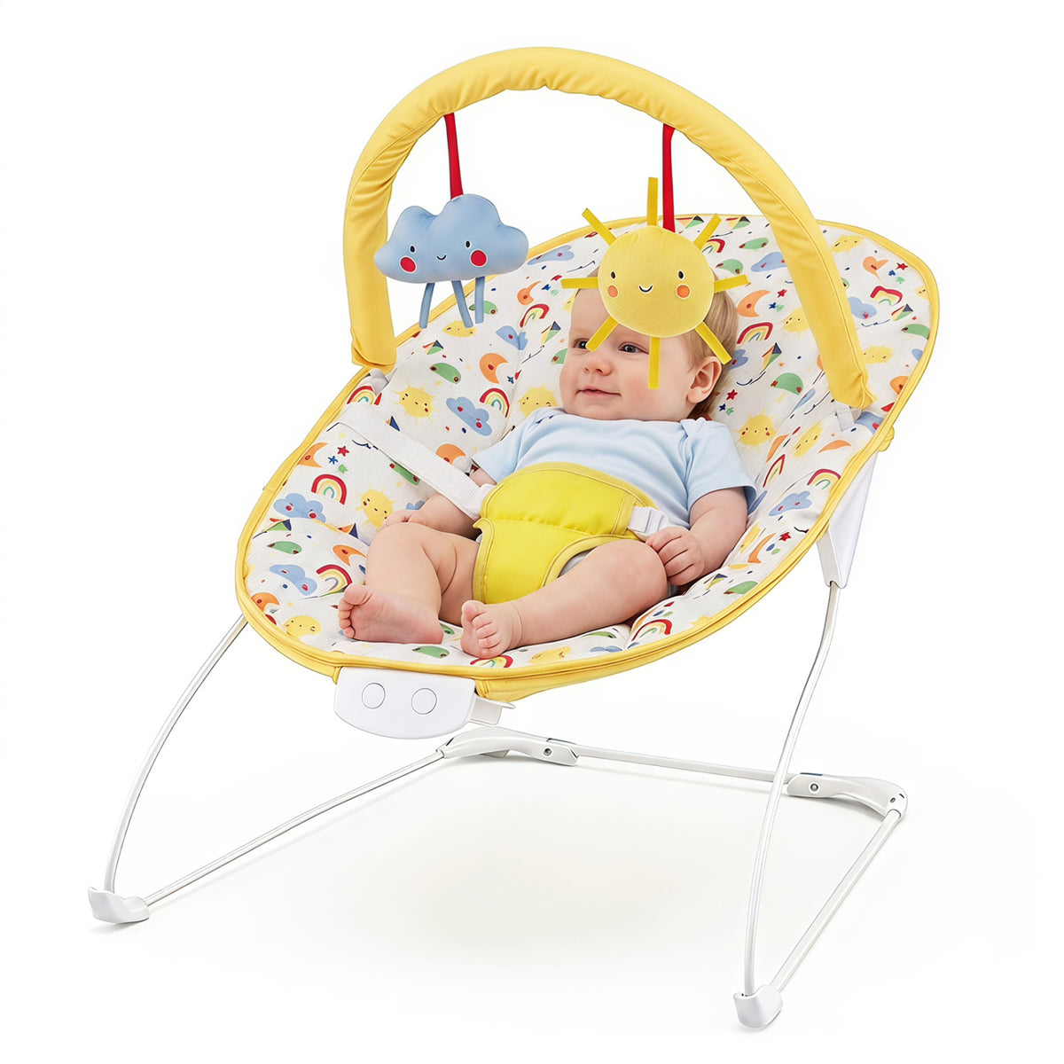 Portable Baby Bouncer Infant Rocker Seat with Detachable Toy Bar-Yellow