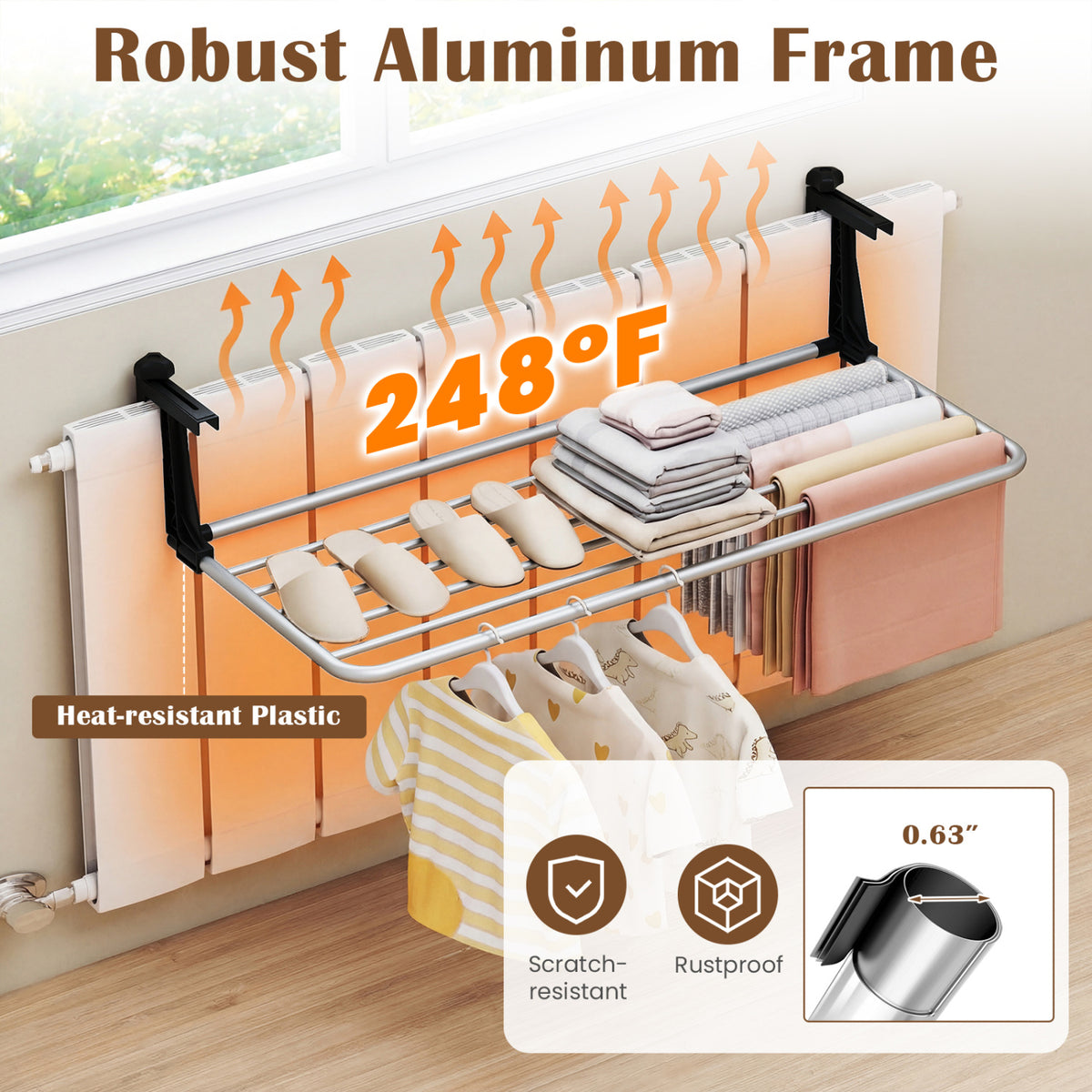 Portable Clothes Drying Rack Extendable Radiator Clothes Airer with Robust Aluminum Frame
