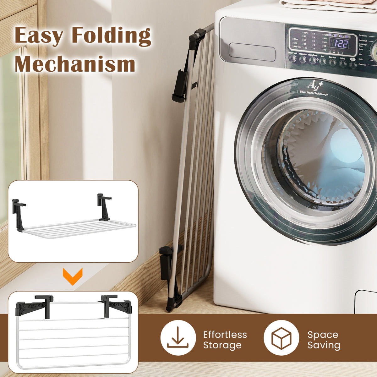 Portable Clothes Drying Rack Extendable Radiator Clothes Airer with Robust Aluminum Frame