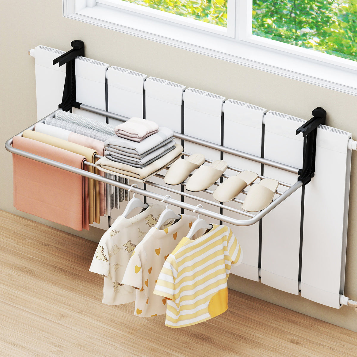 Portable Clothes Drying Rack Extendable Radiator Clothes Airer with Robust Aluminum Frame