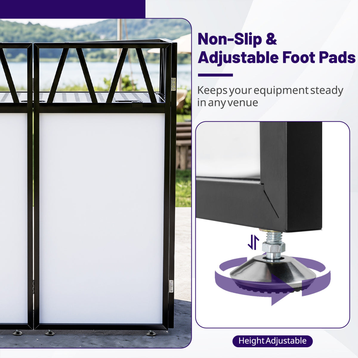 Portable DJ Booth with Black Scrims and Carrying Bag-Black