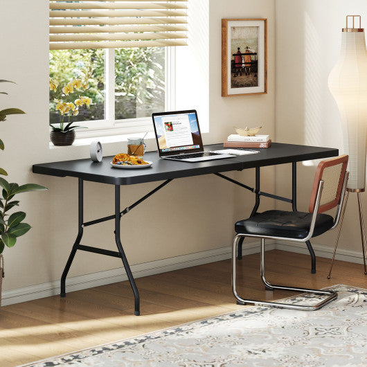 Portable Folding Camping Table with Carrying Handle-Black