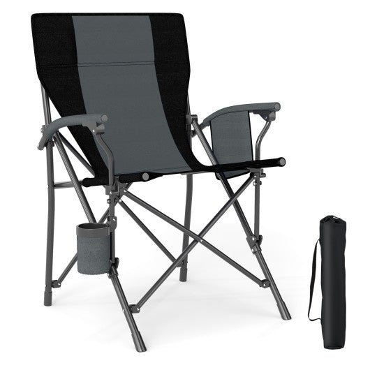 Portable Folding Oxford Cloth Camping Chair with Cup Holder and Side Pocket-Grey