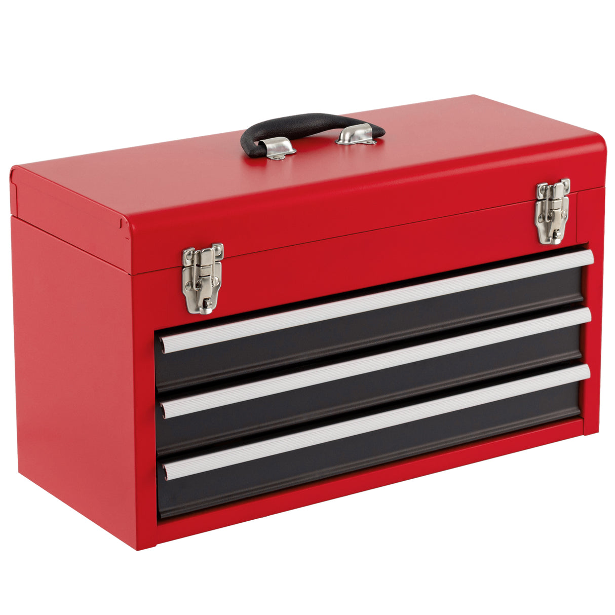 Portable Garage Mechanic Tool Cabinet Box with 3 Drawers-Black & Red