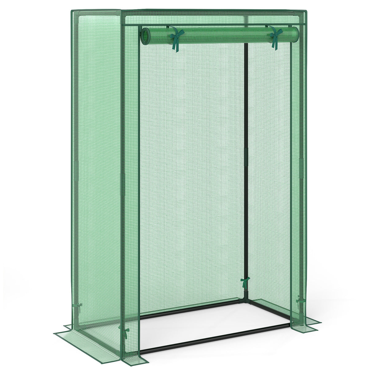 Portable Mini Greenhouse with Roll-Up Zippered Door-Green