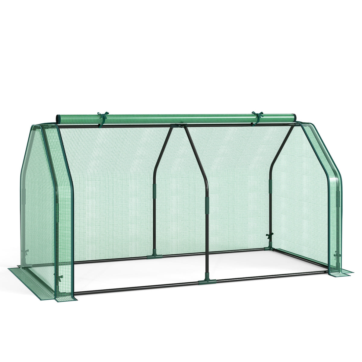 Portable Mini Greenhouse Small Garden Greenhouse with PE Cover and Zippered Roll-up Door for Vegetables-Green