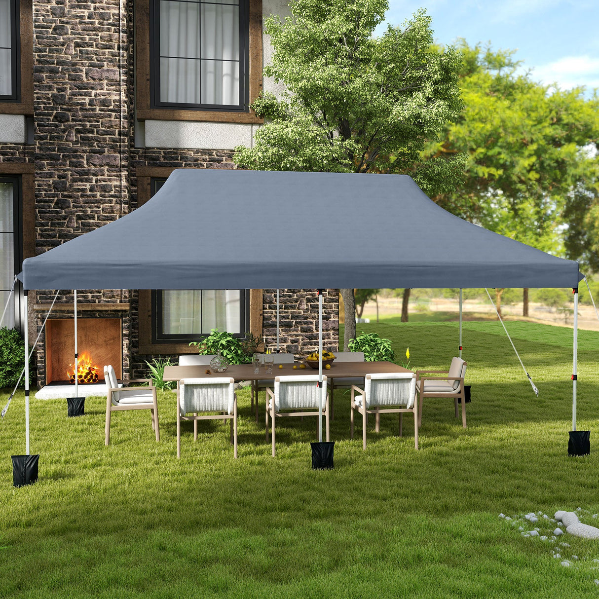 10 X 20 FT Pop up Canopy Tent Foldable Portable Outdoor Gazebo with Carry Bag-Gray by DirectDeals