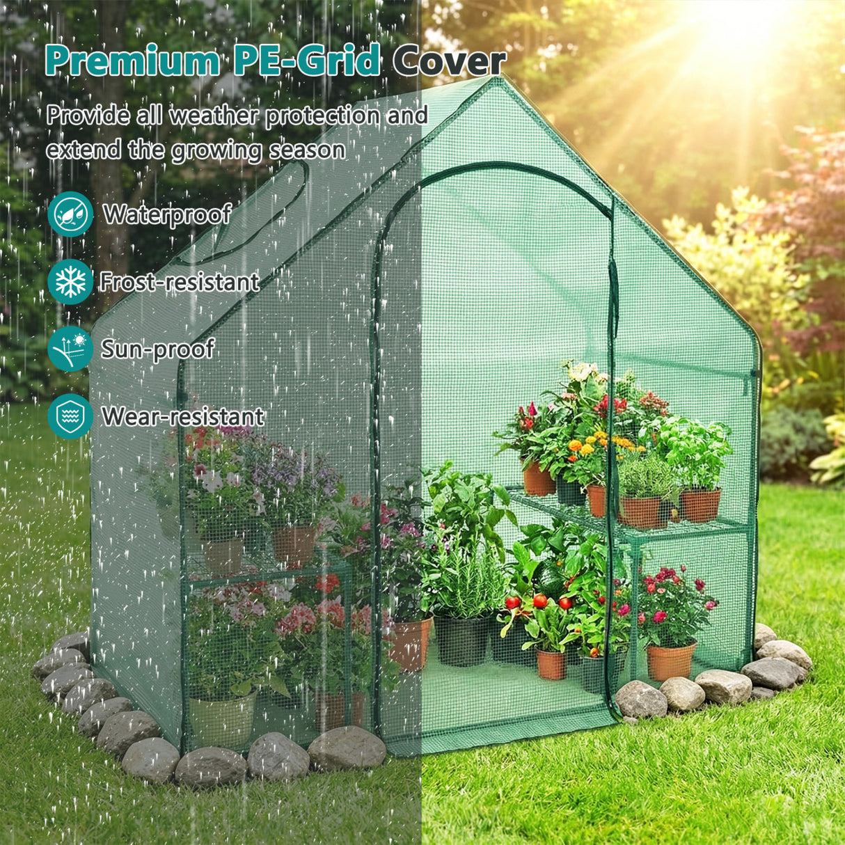 Portable Outdoor Warm House with PE Cover and Roll-up Zippered Door