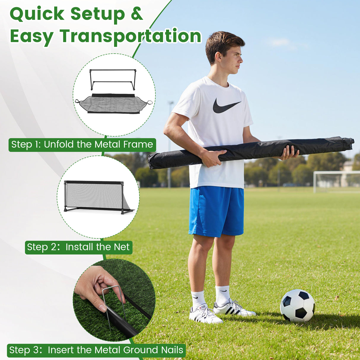 Portable POP Up Toddler Soccer Net with Metal Frame-M