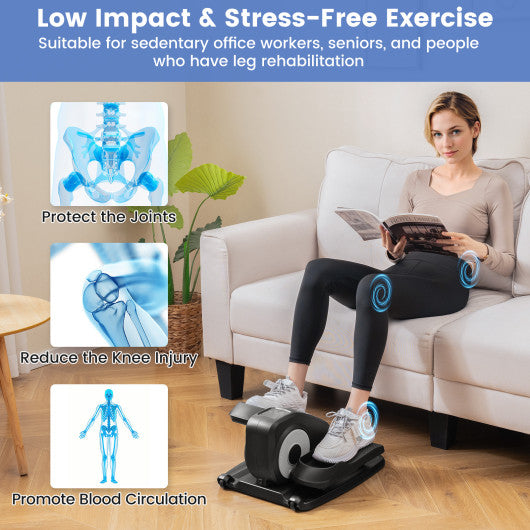 Under Desk Elliptical Machine with Display Monitor for Home Office-Black