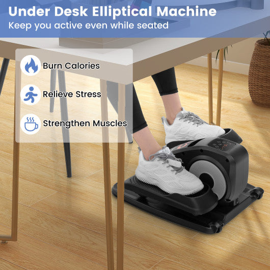 Under Desk Elliptical Machine with Display Monitor for Home Office-Black