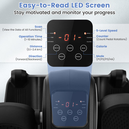 Under Desk Elliptical Machine with Display Monitor for Home Office-White