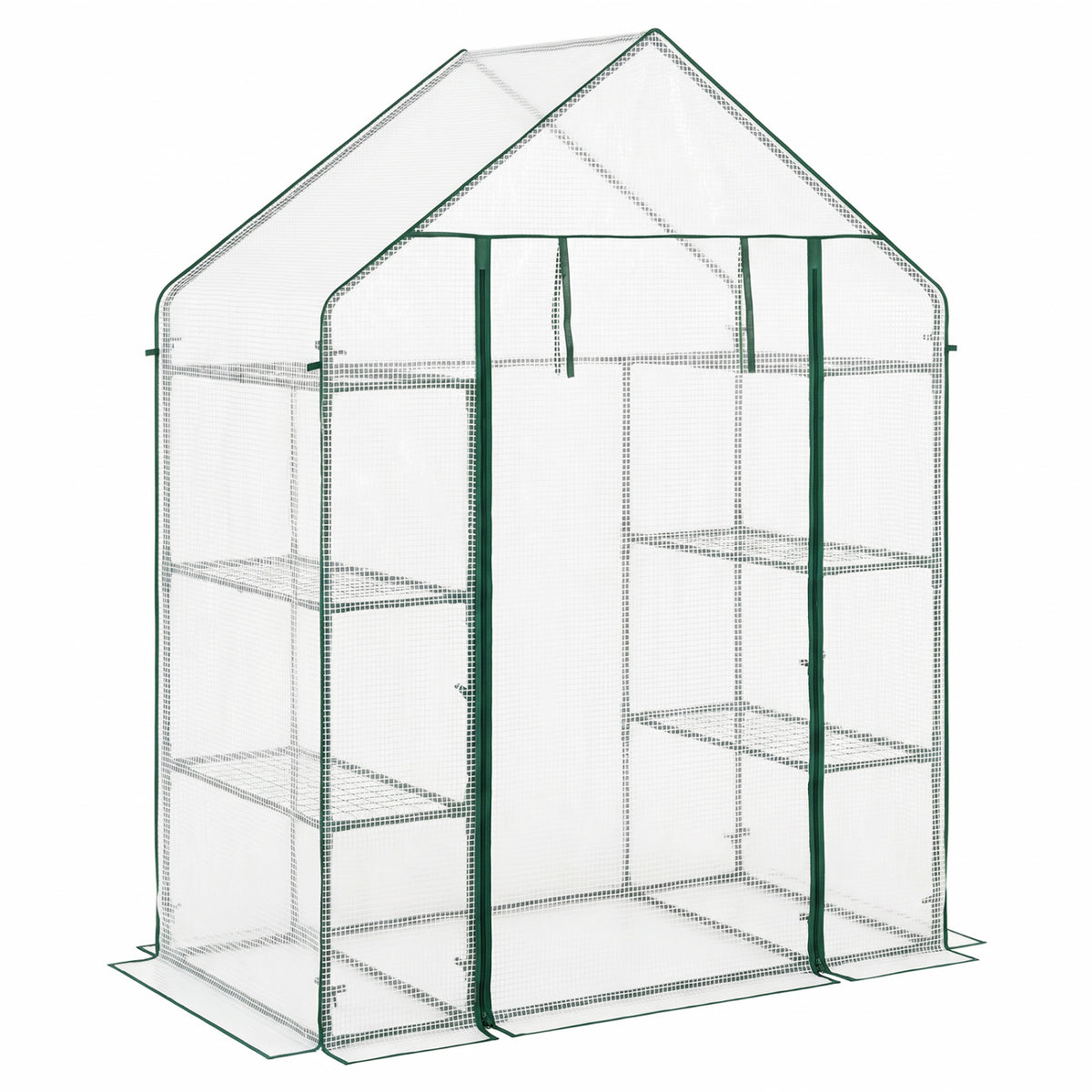 Portable Walk-in Greenhouse with 3 Tiers and 6 Shelves-White