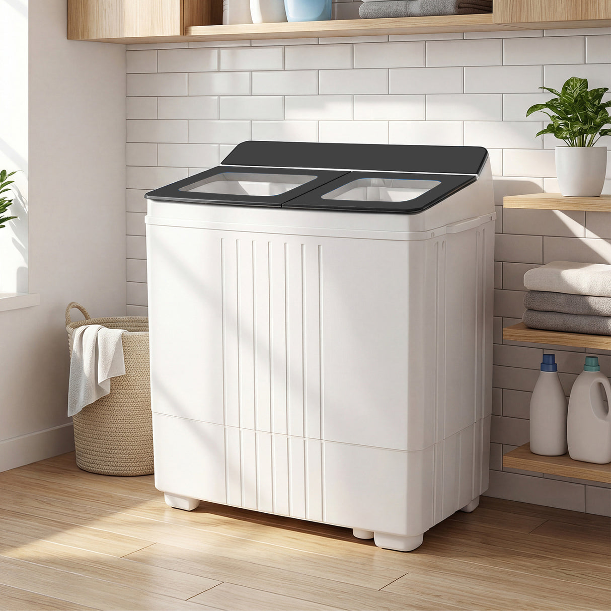 Portable Washing Machine with 12 LBS Washer and 8 LBS Spinner Combo for Apartments-Gray