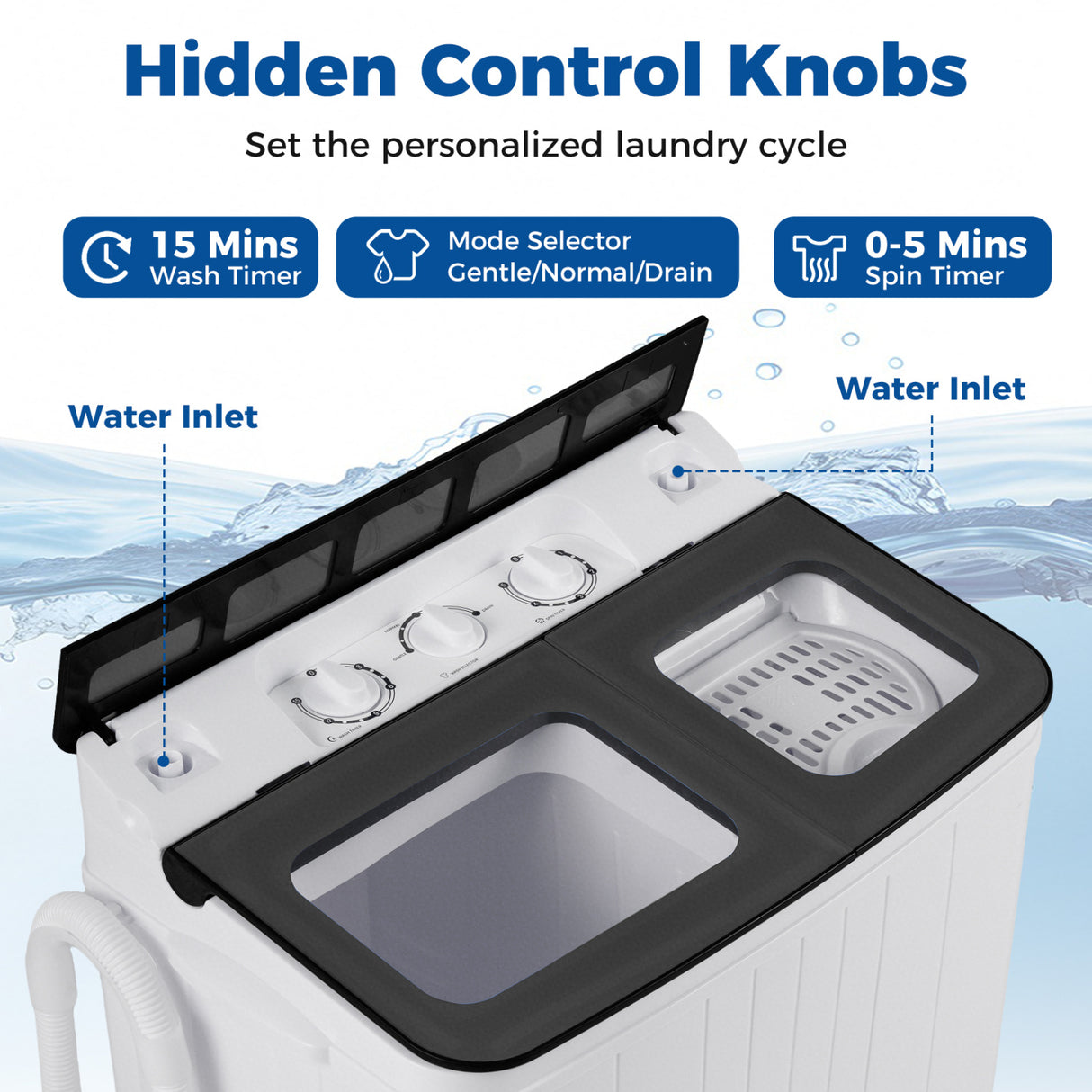 Portable Washing Machine 18 lbs Mini Laundry Machine with 11 LBS Washer-Grey