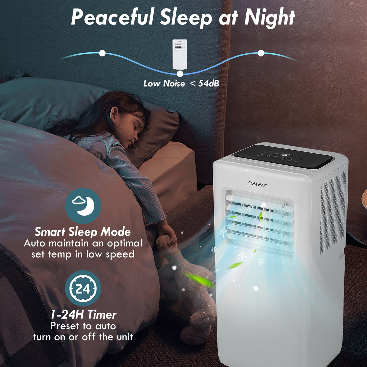 10000 BTU Portable Air Conditioner with Remote Control and LED Digital Display-White