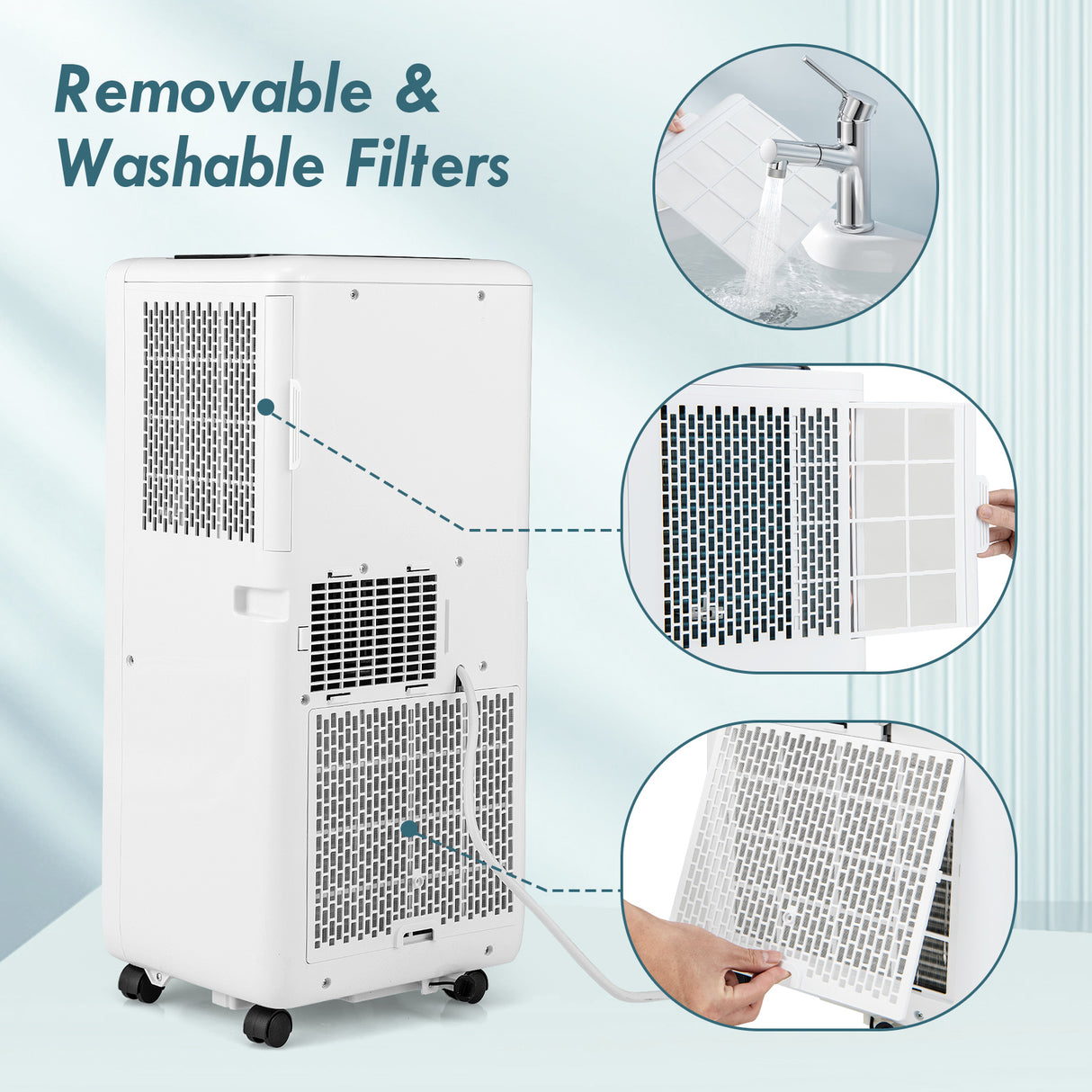 10000 BTU Portable Air Conditioner with Remote Control and LED Digital Display-White