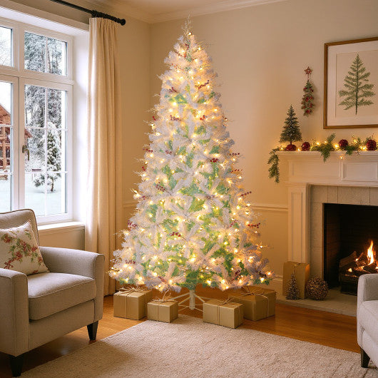 Pre-Lit Artificial Christmas Tree with Snow Flocked Branch Tips-M