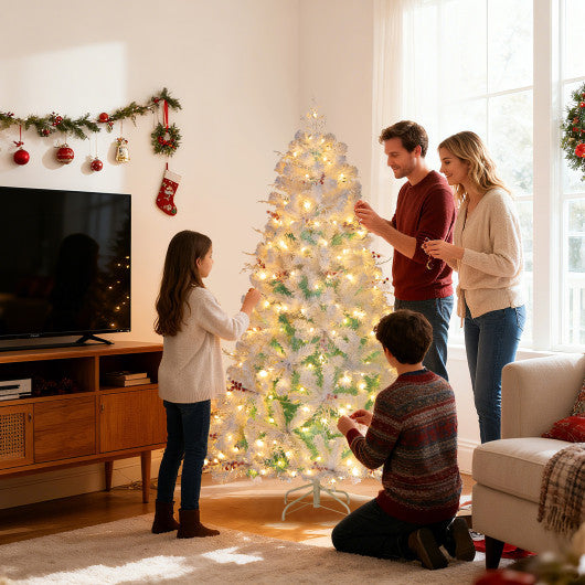 Pre-Lit Artificial Christmas Tree with Snow Flocked Branch Tips-S