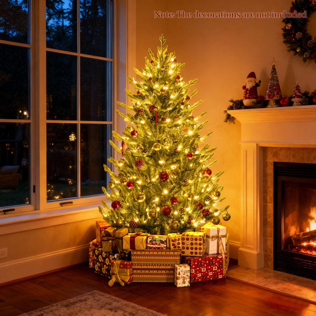 Pre-Lit Artificial Christmas Tree with Multicolored LED Lights-S