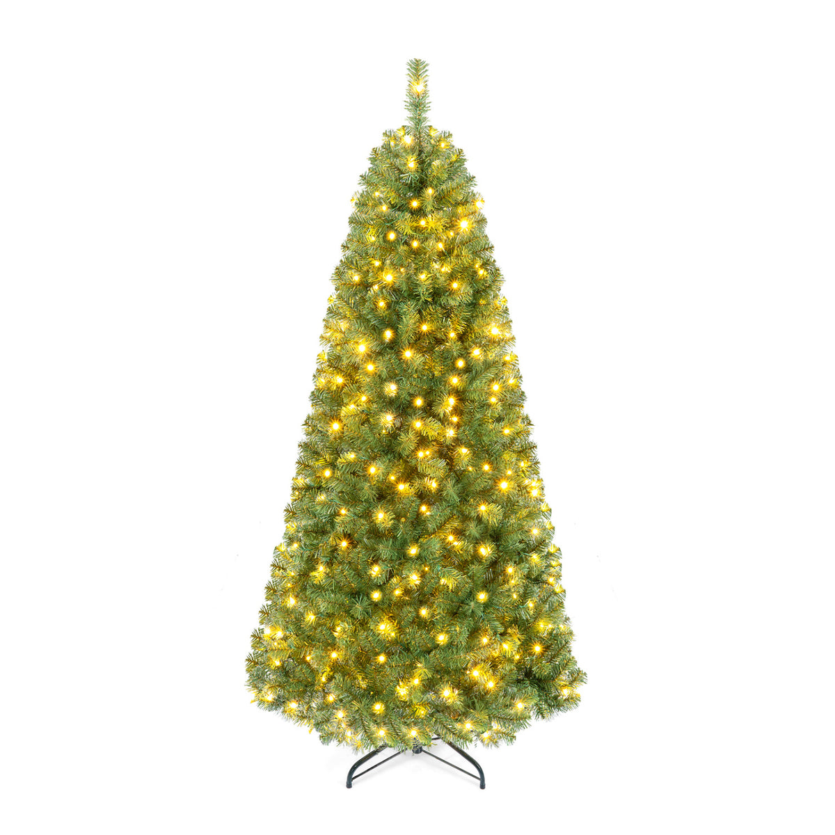 Pre-Lit Green Artificial Christmas Tree with Full Branch Tips-7 Feet