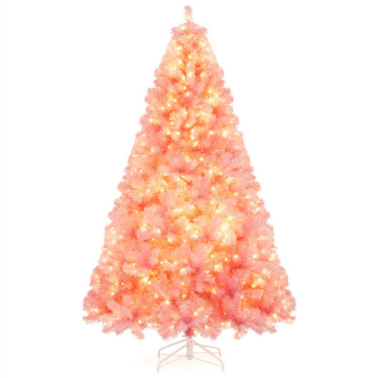 Pre-Lit Tinsel Christmas Tree Artificial Xmas Tree with Lush Branch Tips Holiday Decoration-M